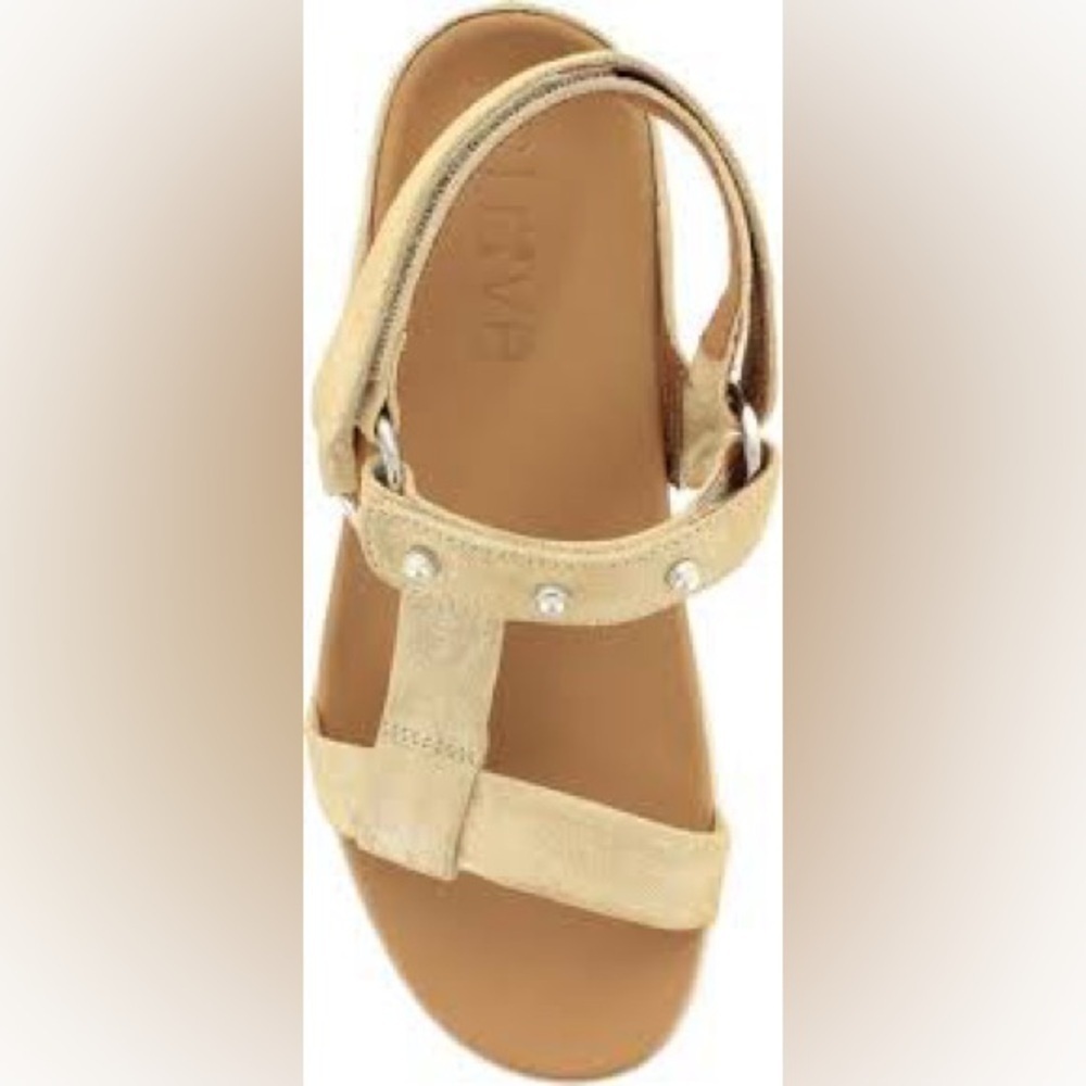 Nordstrom Strive Antigua Sandals Gold Sparkle Pearl Stud Comfy Party Sz 9.5 - Picture 14 of 15